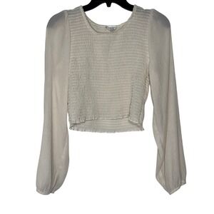 Le Lis Collection Women's Smocked Long Sleeve Crop Top - Size Small